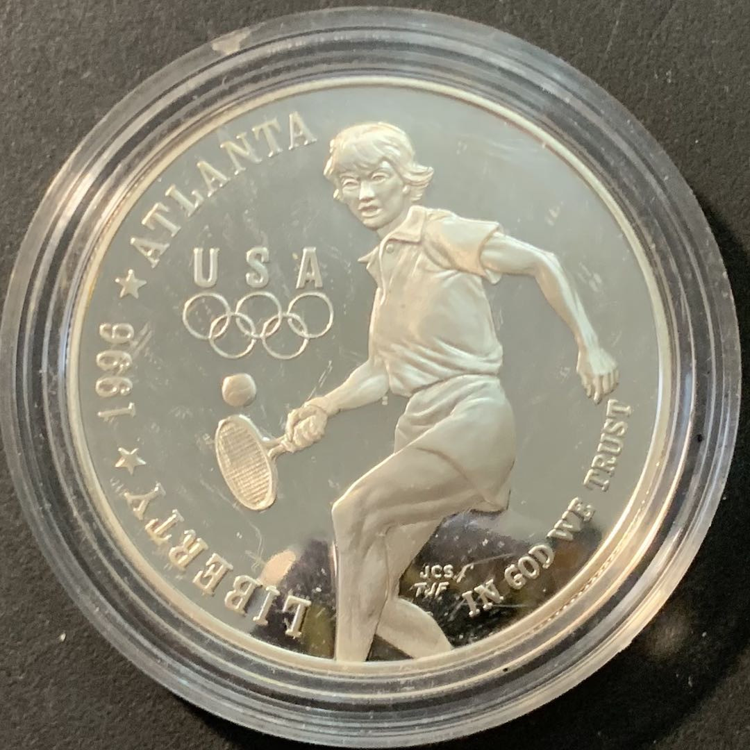 紫瑗钱币—微拍第80期  美国 1996年 亚特兰大奥运会 网球  1元  26.73克 0.9银 精制