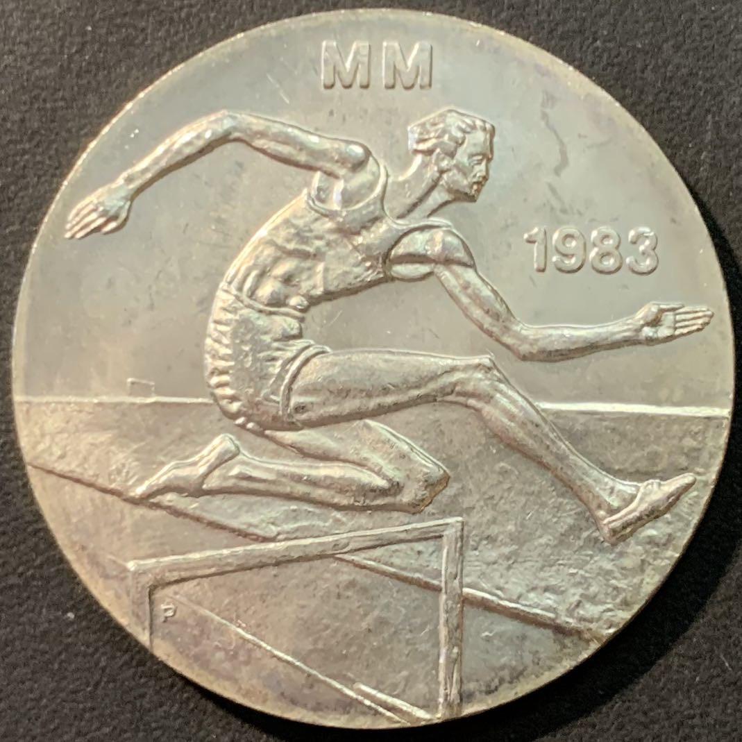 紫瑗钱币—微拍第80期  芬兰 1983年 世界田径锦标赛 50马克 22克 0.5银 UNC