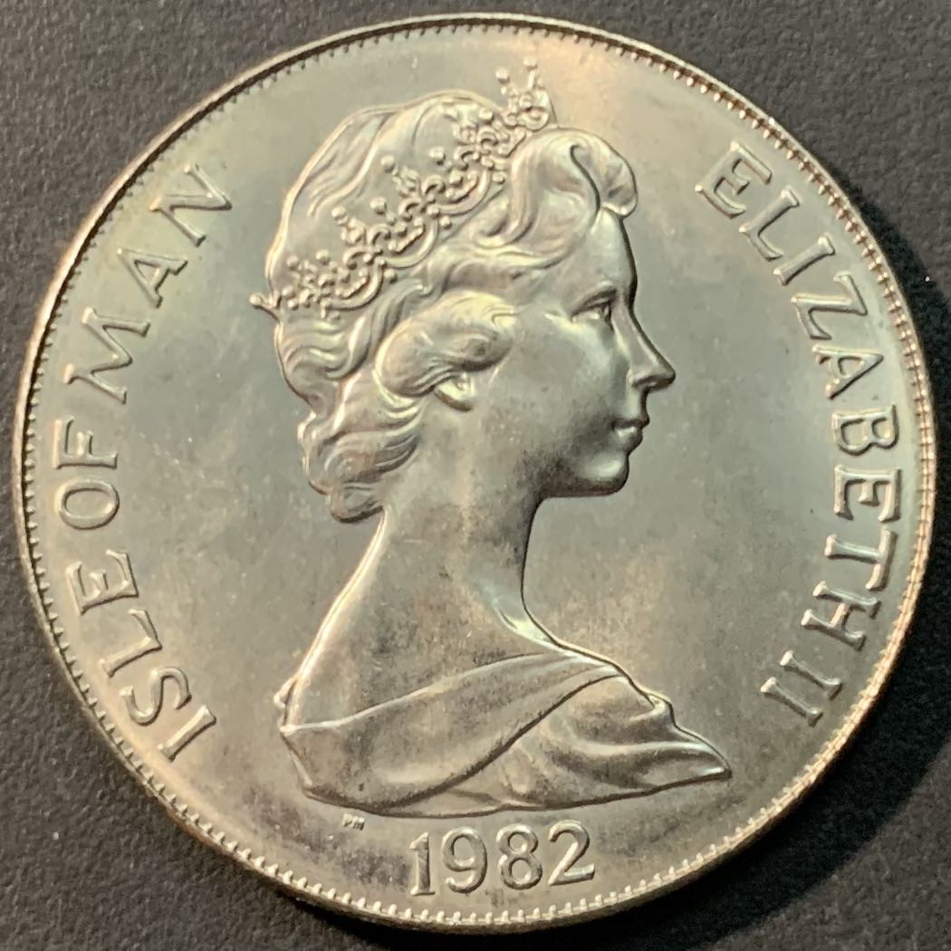 紫瑗钱币—微拍第80期  马恩岛 1982年 西班牙世界杯 1克朗 镍币 克朗型