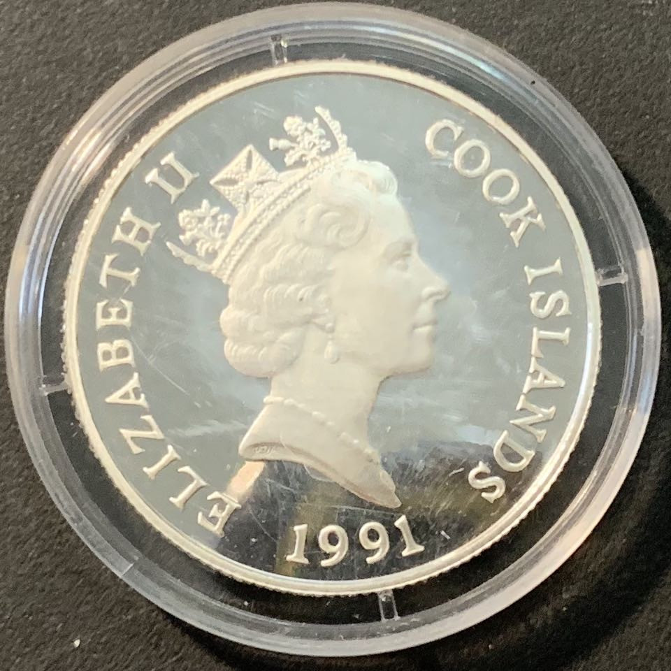 紫瑗钱币—微拍第80期  库克群岛 1991年 94美国世界杯 5元 10克 0.5银 精制