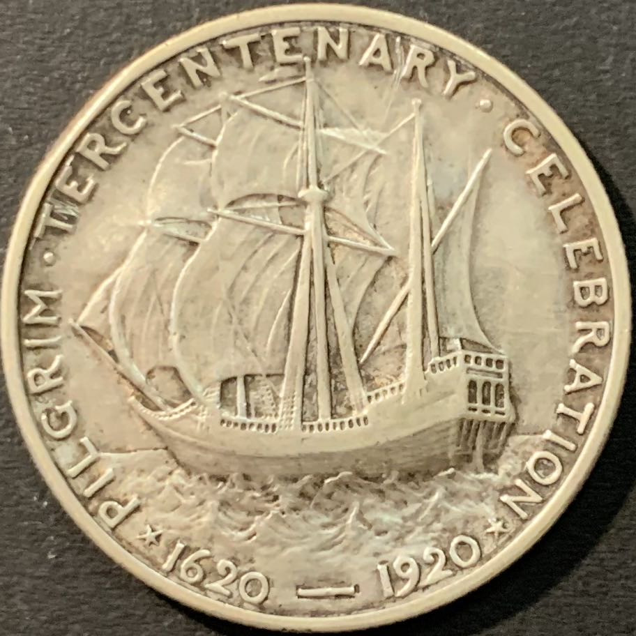 紫瑗钱币—微拍第80期  美国 1920年 清教徒移民 纪念半圆 50美分 12.5克 0.9银