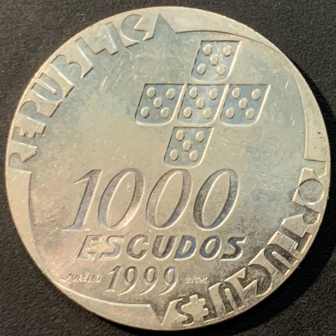 紫瑗钱币—微拍第80期  葡萄牙 1999年 共和国革命25周年  1000埃斯库多 27克 0.5银