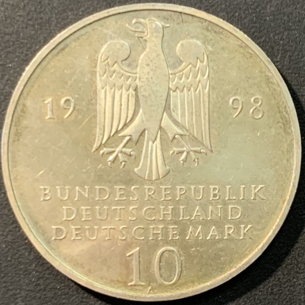 紫瑗钱币—微拍第80期  德国 1998年 A厂 弗朗克慈善会300周年 10马克 15.5克 0.925银