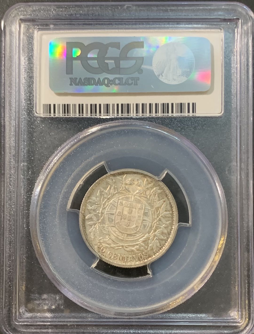 紫瑗钱币—微拍第80期  葡萄牙 1916 自由女神 20分 银币 PCGS MS62