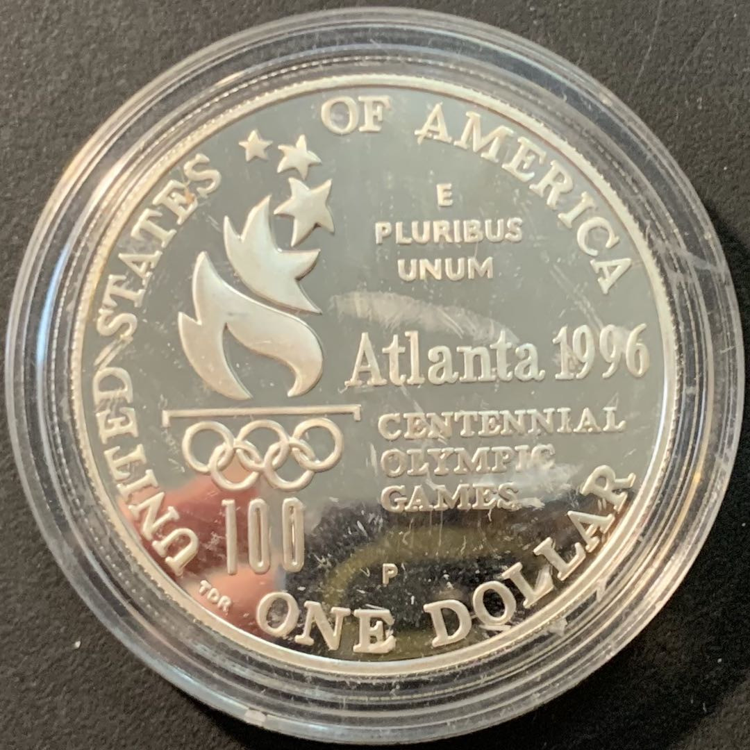 紫瑗钱币—微拍第80期  美国 1996年 亚特兰大奥运会 网球  1元  26.73克 0.9银 精制