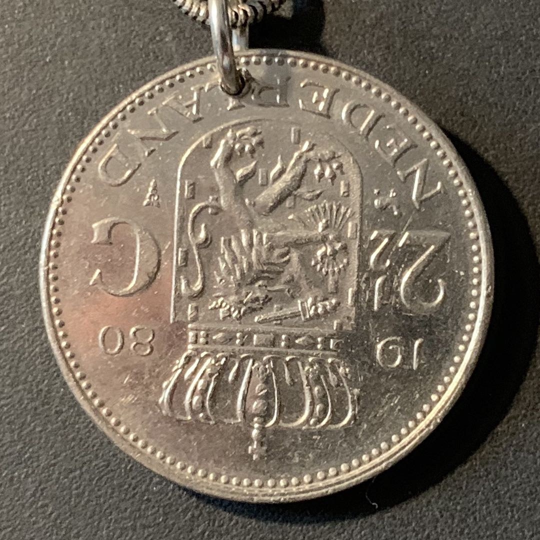 紫瑗钱币—微拍第80期  荷兰 2.5盾 钱币项链 925银链子 共14.8克