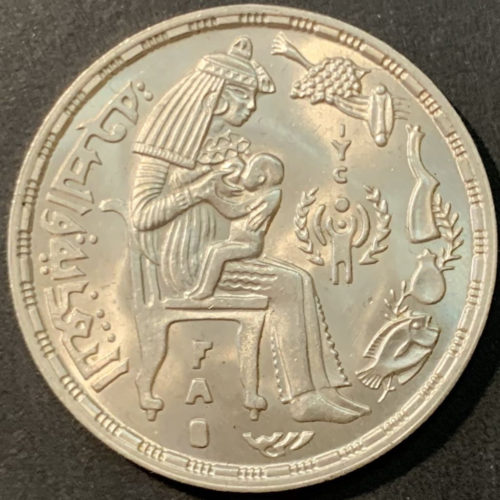 紫瑗钱币—微拍第80期  埃及 1979年 FAO 国际儿童年 1磅 15克 0.72银 BU