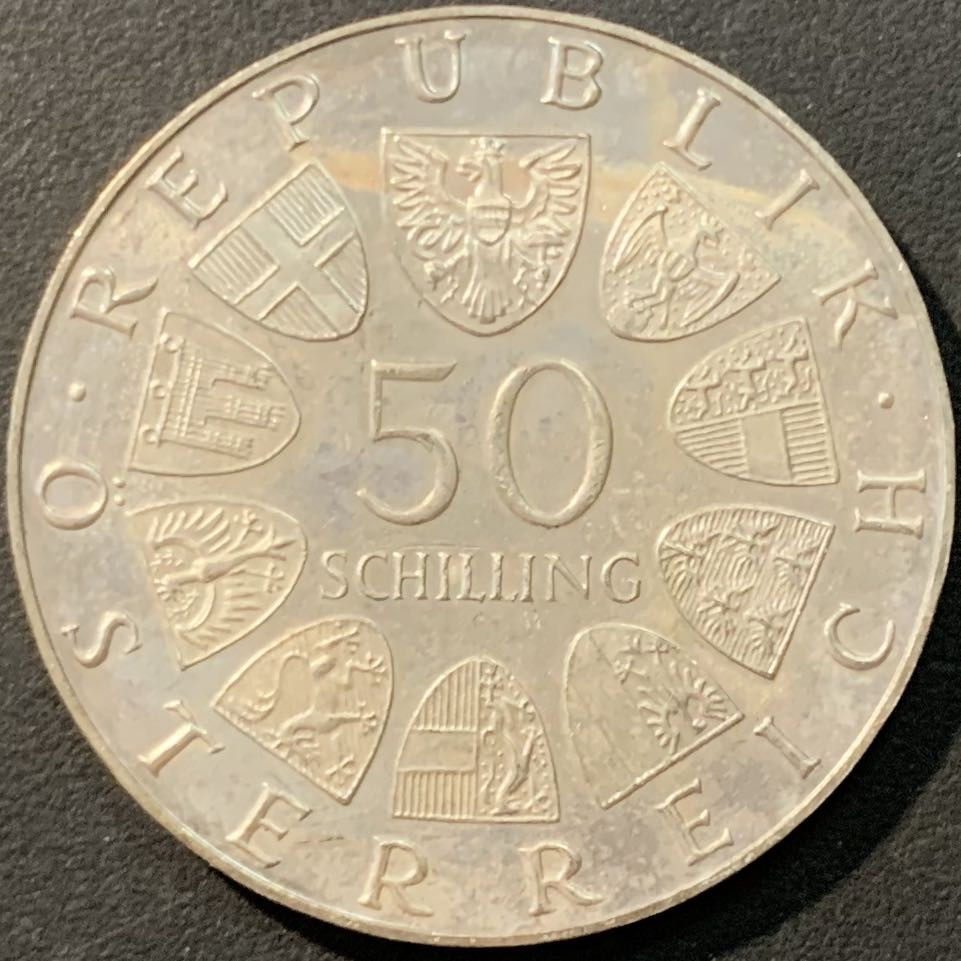 紫瑗钱币—微拍第80期  奥地利 1972年 农业研究所成立100周年纪念  50先令 20克 0.9银 精制