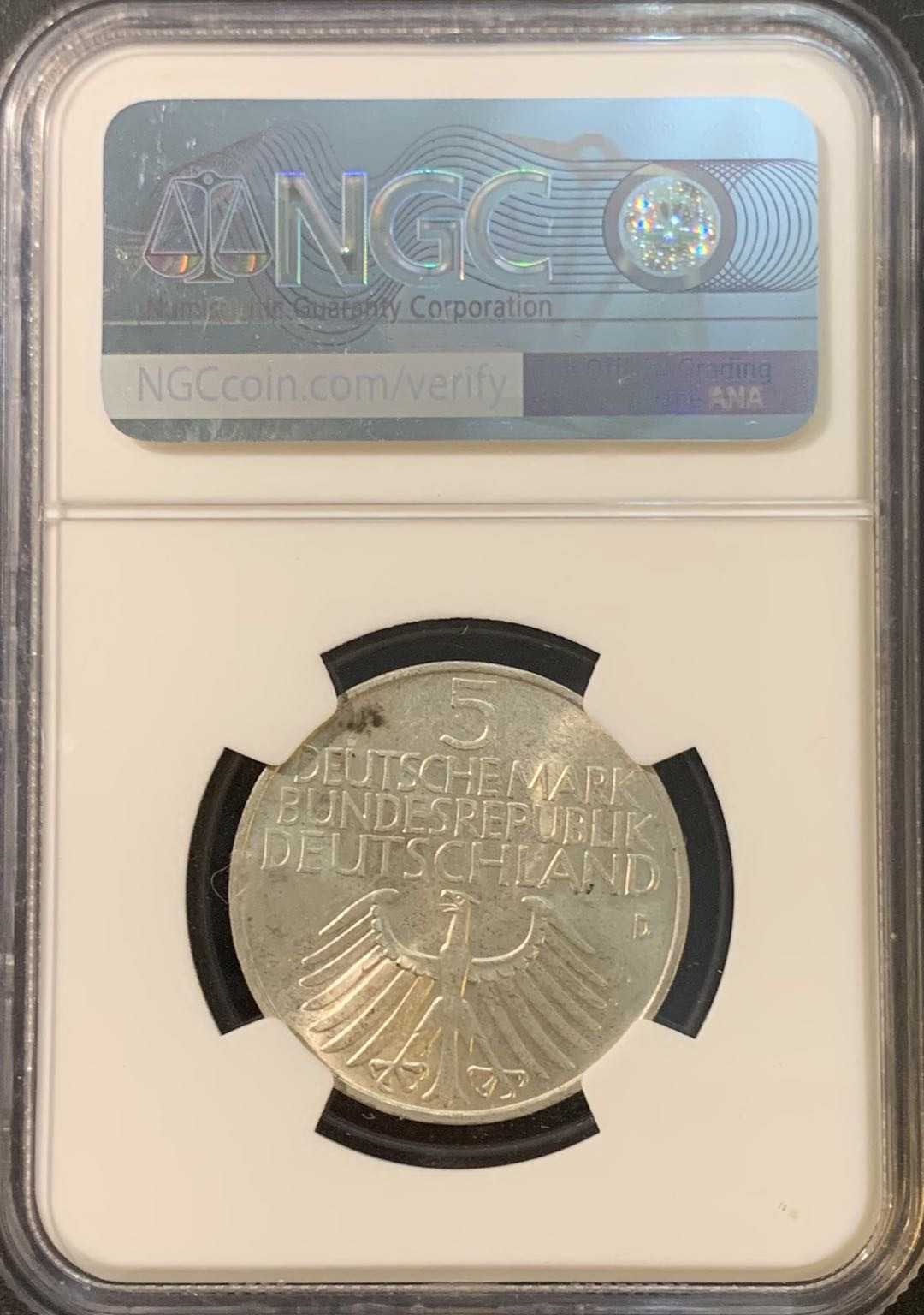 紫瑗钱币—微拍第80期  德国 1952年 纽伦堡博物馆 5马克 NGC MS63 总筋