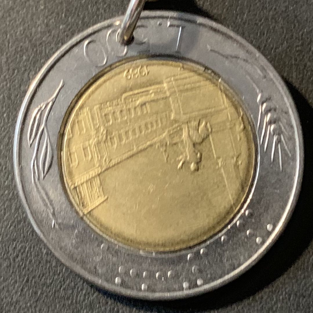 紫瑗钱币—微拍第80期  意大利 500里拉 钱币项链 925银链子 共12.5克