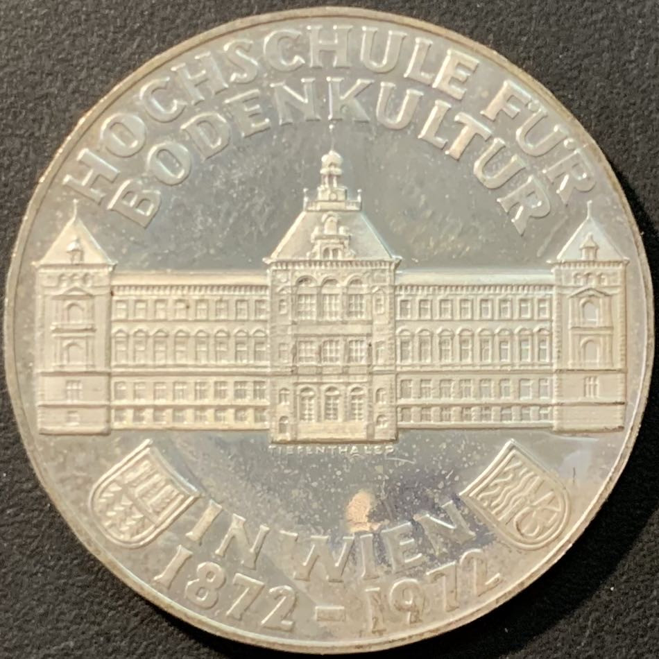 紫瑗钱币—微拍第80期  奥地利 1972年 农业研究所成立100周年纪念  50先令 20克 0.9银 精制