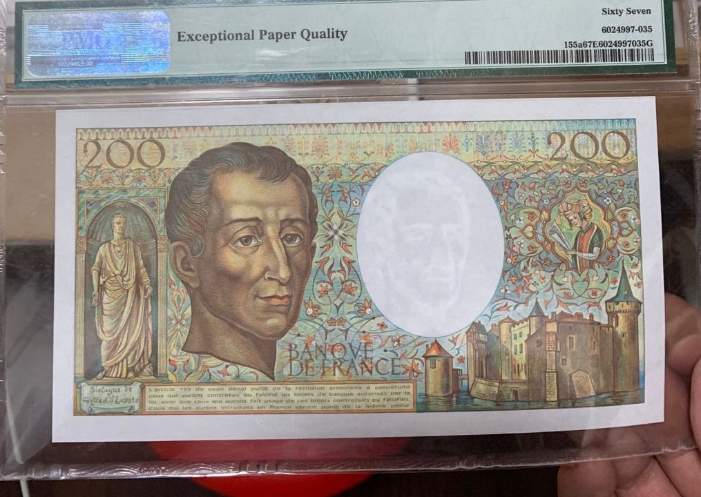 【收藏联盟】第150期拍卖——石头之国（共45拍） 法国 1981-86年200法郎 PMG67EPQ  p155a