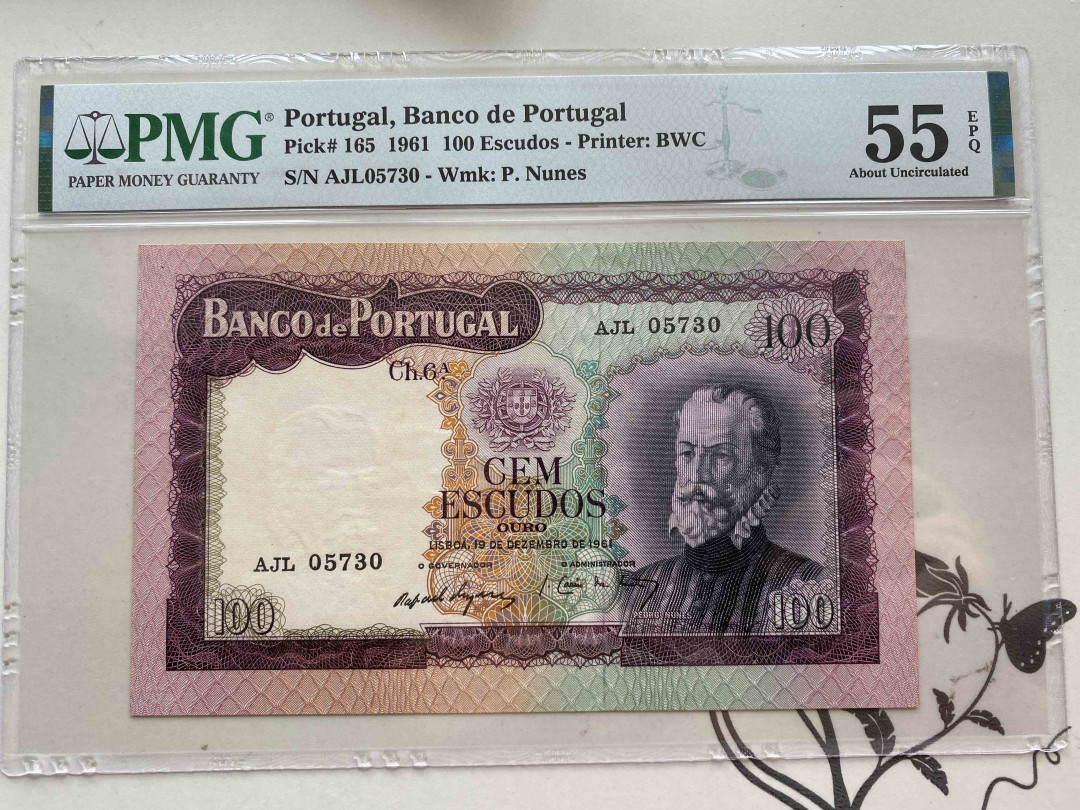 【收藏联盟】第150期拍卖——石头之国（共45拍） 葡萄牙 1961年100埃斯库多 PMG55EPQ  bwc出品