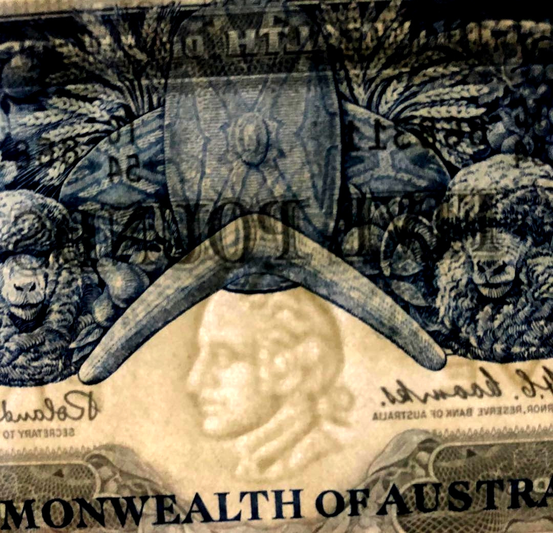 【收藏联盟】第150期拍卖——石头之国（共45拍） 澳大利亚 1960年5镑 LEGACY（PCGS绿标公司）55EPQ 原票 非常精美 双雕 状态好