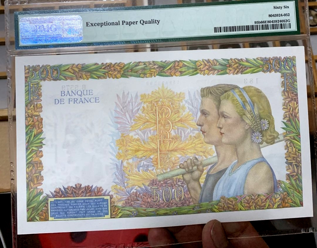 【收藏联盟】第150期拍卖——石头之国（共45拍） 法国 1941-43年500法郎 PMG66EPQ