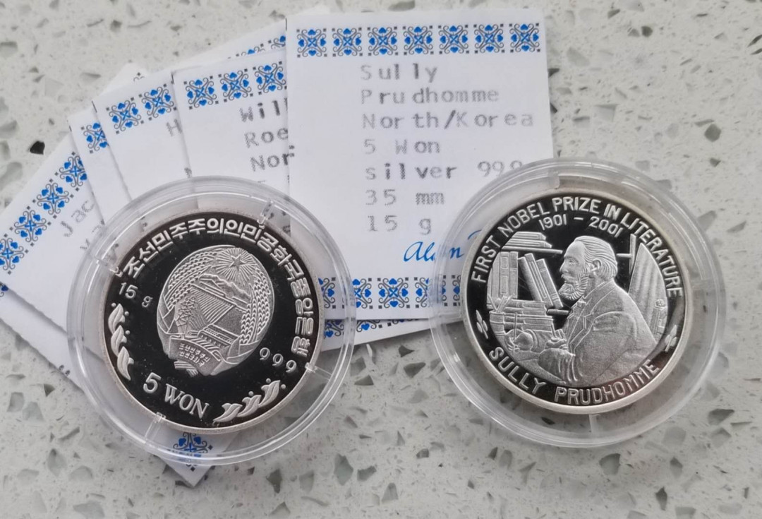 【随心拍&Getcoins】现代钱币拍卖第五十七期 朝鲜2001年诺贝尔获奖者纪念银币6枚