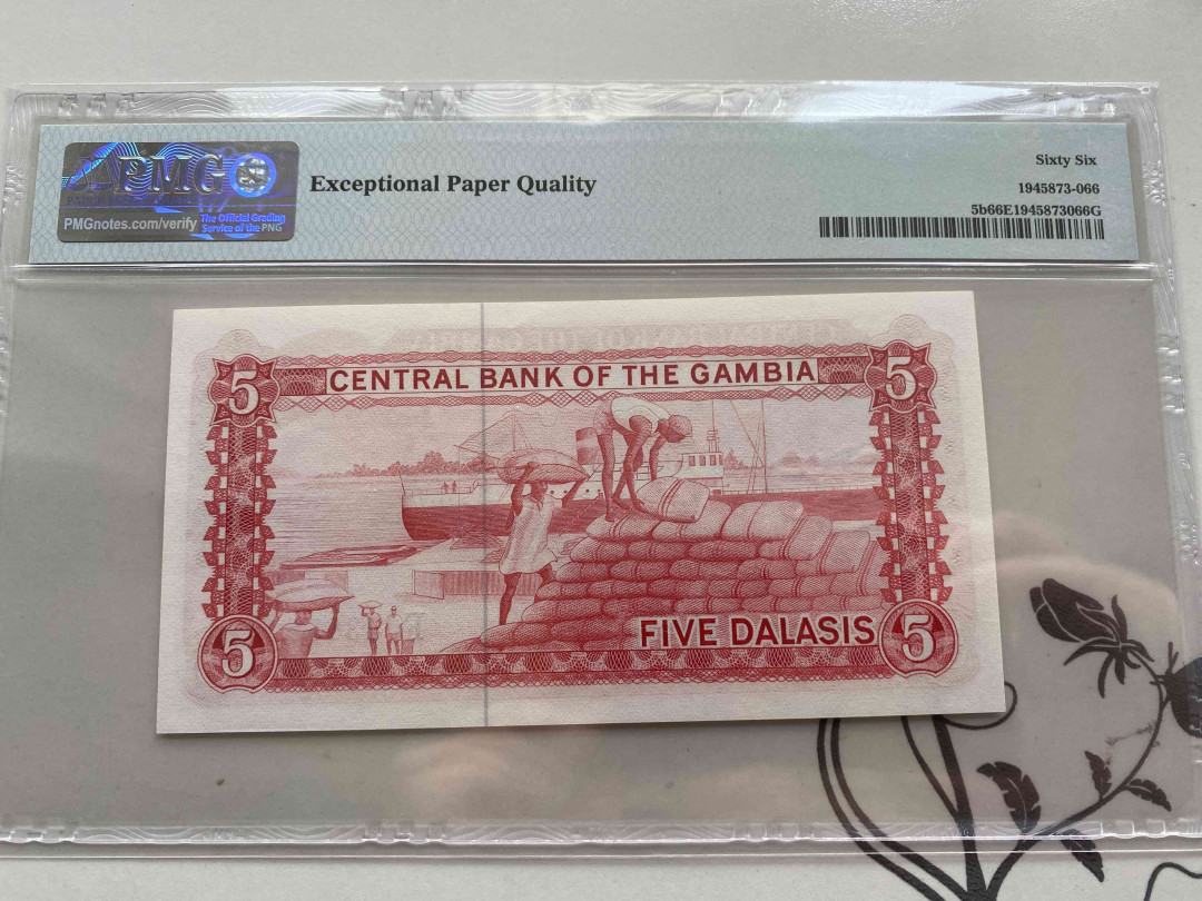 【收藏联盟】第151期拍卖——奥运精神（共60拍） 冈比亚 1972-86年5达拉西 PMG66EPQ 精美