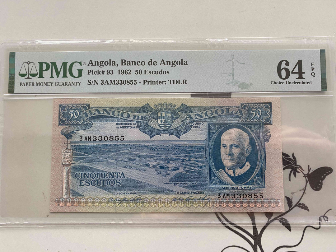 【收藏联盟】第151期拍卖——奥运精神（共60拍） 安哥拉 1962年50埃斯库多 PMG64EPQ 动物群