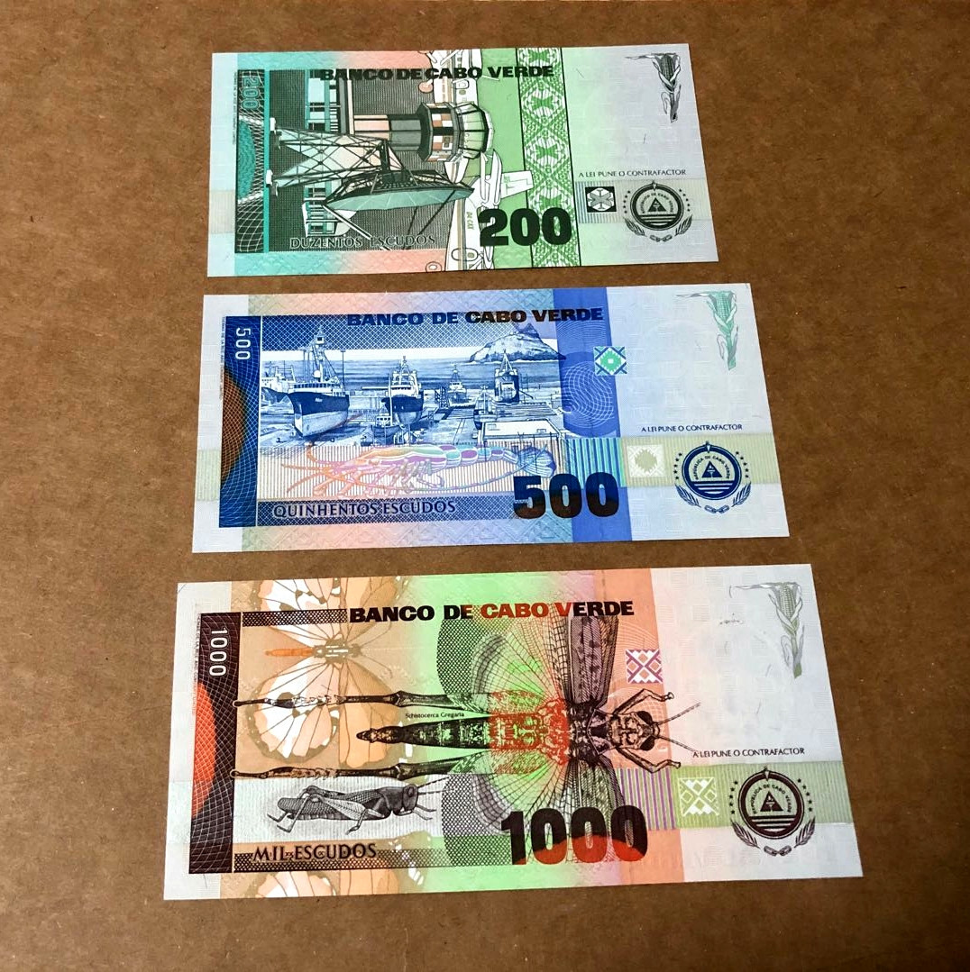 【收藏联盟】第151期拍卖——奥运精神（共60拍） 【一组3张】佛得角 1992年1000-500-200埃斯库多 全新UNC 雕刻版 非常漂亮