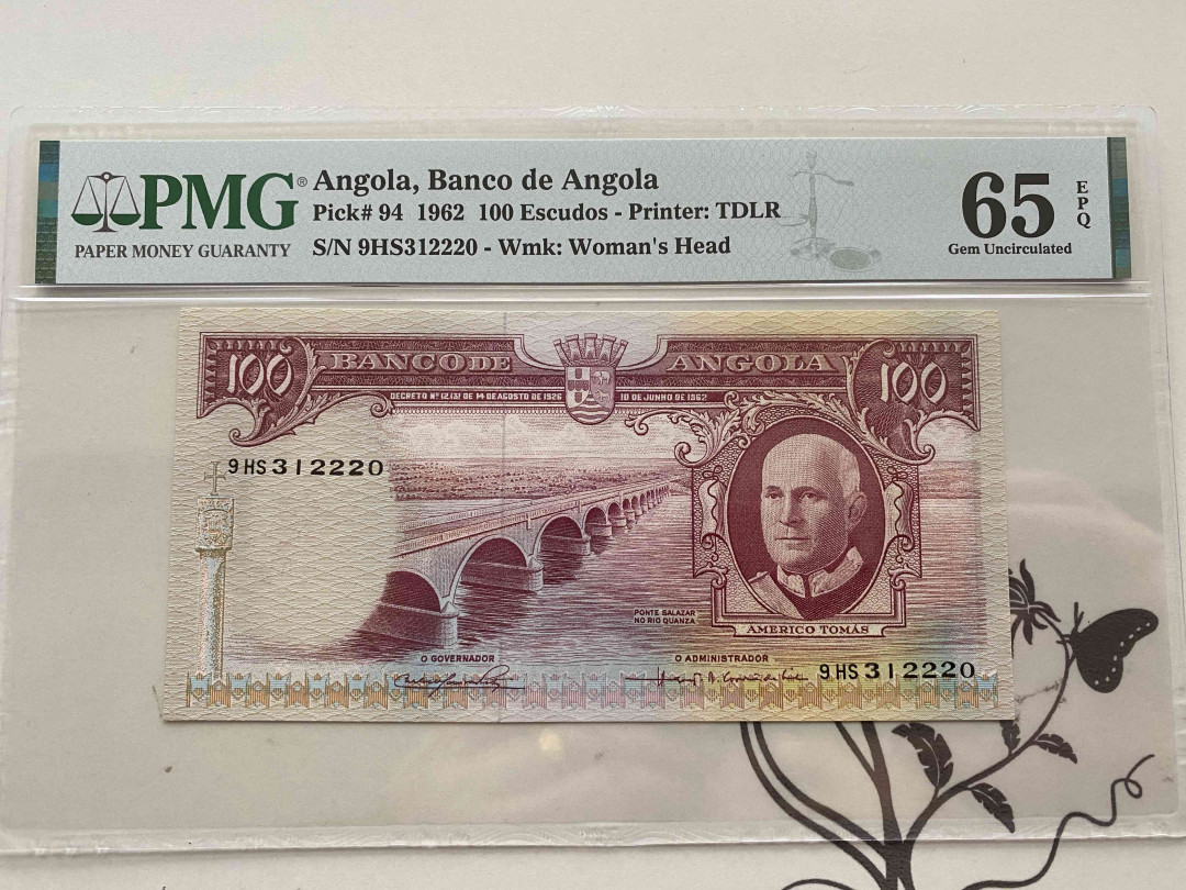 【收藏联盟】第151期拍卖——奥运精神（共60拍） 安哥拉 1962年100埃斯库多 PMG65EPQ  p94