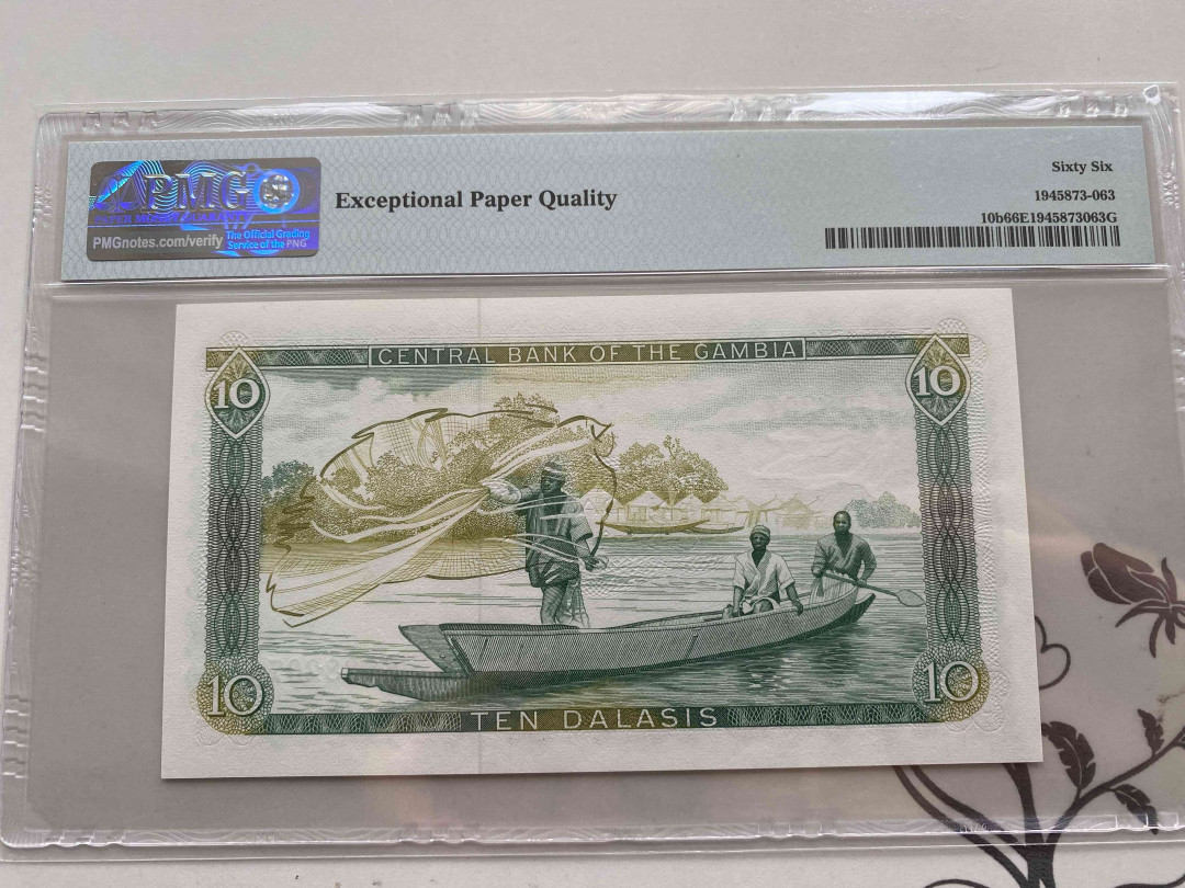 【收藏联盟】第151期拍卖——奥运精神（共60拍） 冈比亚 1987-90年10达拉西 PMG66EPQ 精美