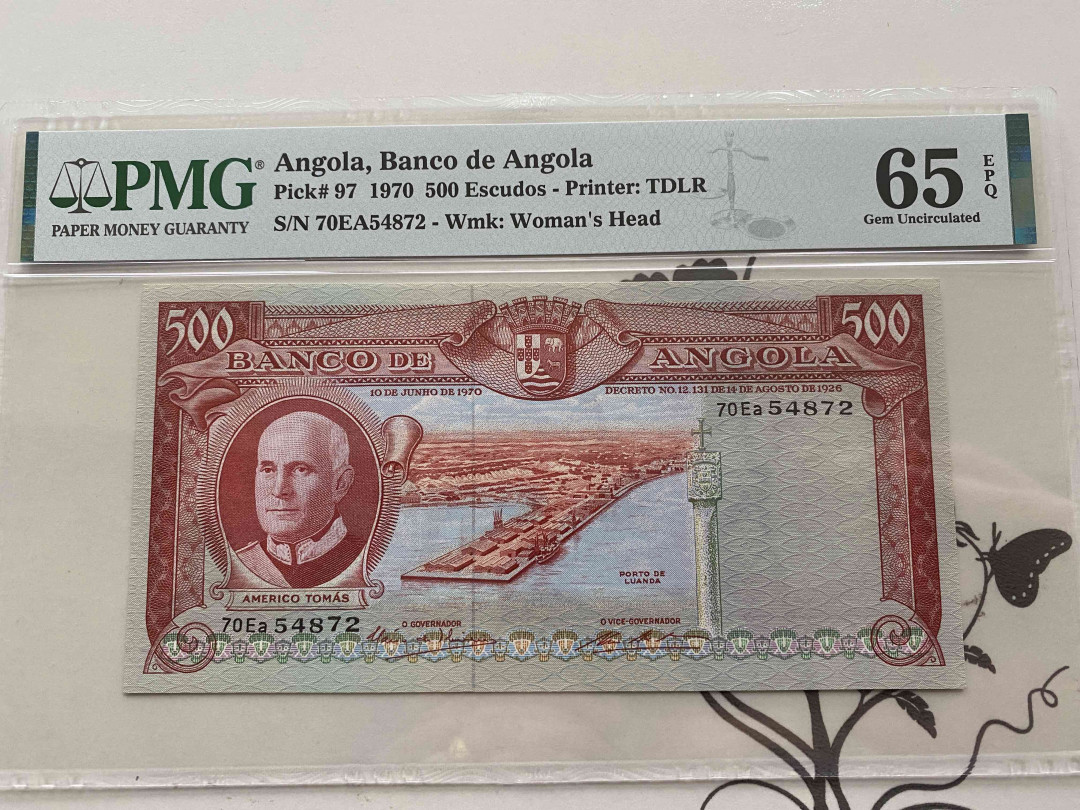 【收藏联盟】第151期拍卖——奥运精神（共60拍） 安哥拉 1970年500埃斯库多 PMG65EPQ  绝品大犀牛 精美