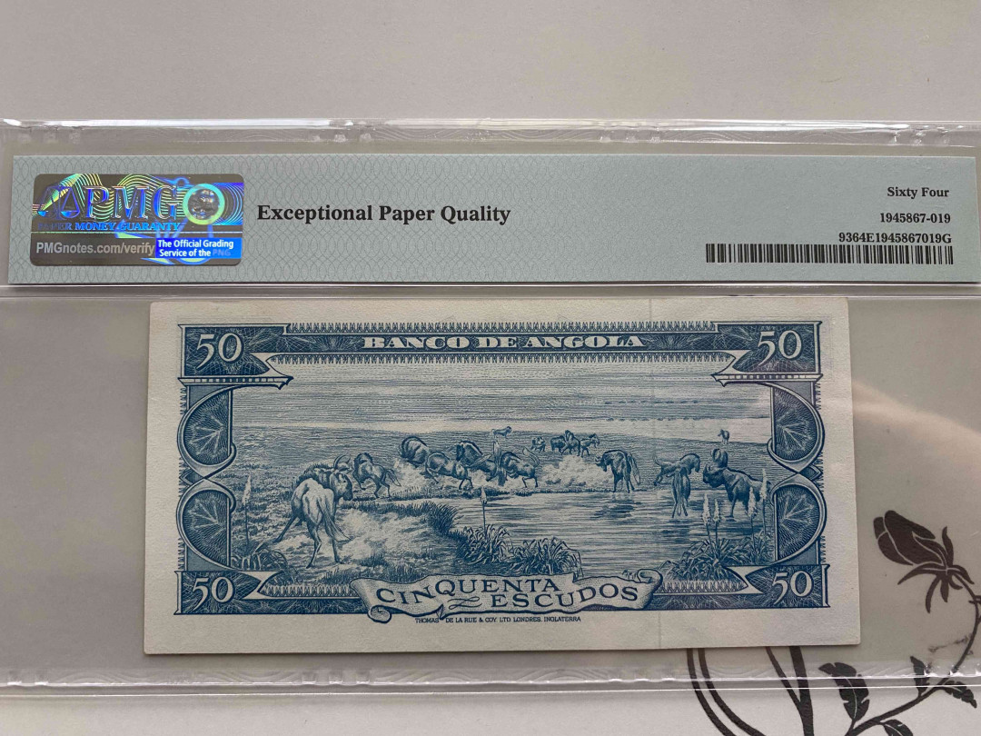 【收藏联盟】第151期拍卖——奥运精神（共60拍） 安哥拉 1962年50埃斯库多 PMG64EPQ 动物群