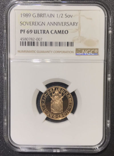 【随心拍&Getcoins】现代钱币拍卖第五十七期 - 英国1989年索维林500周年金币NGC69