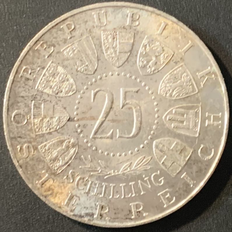 紫瑗钱币—微拍第84期  奥地利 1961年 布尔根兰建州40周年 25先令 13克 0.8银