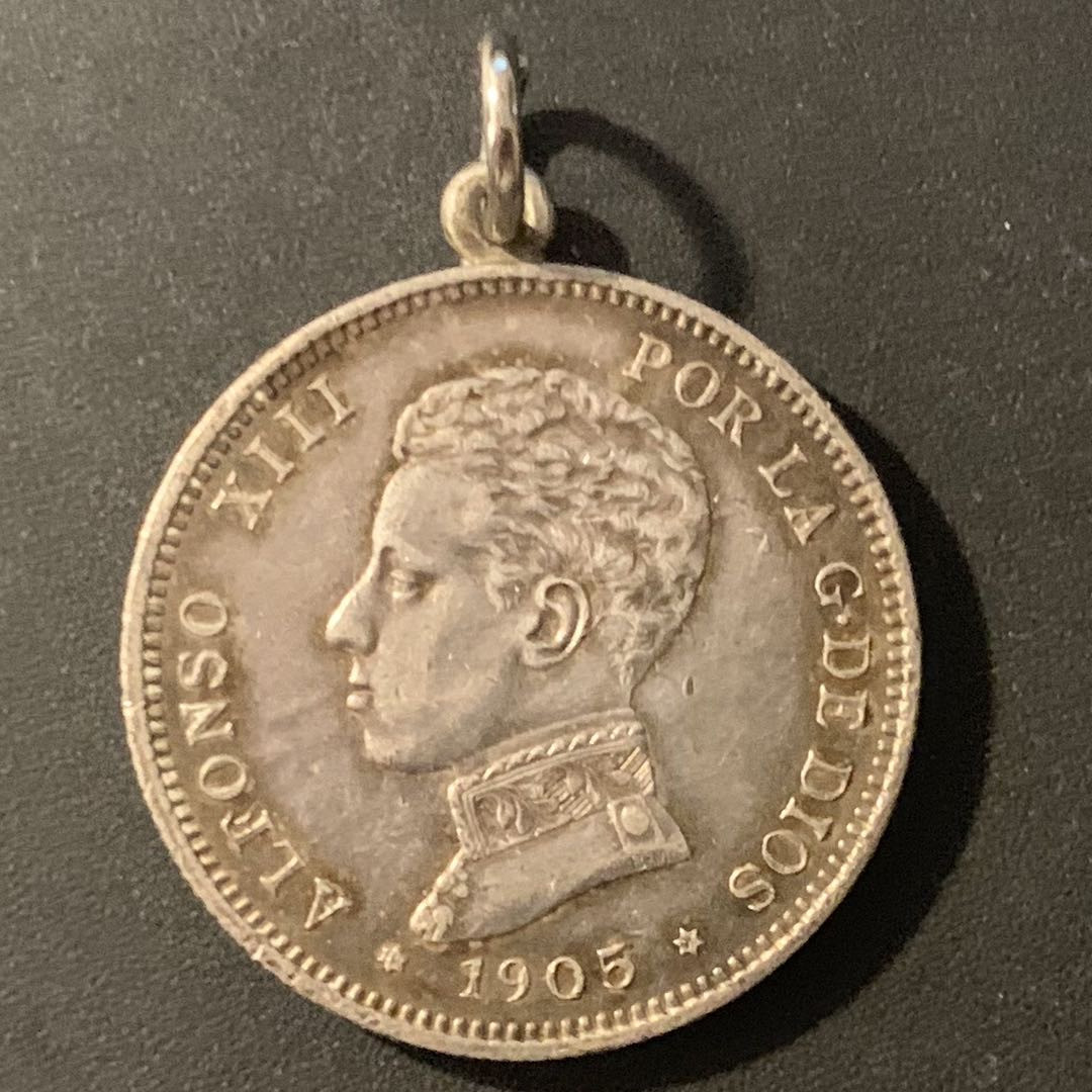 紫瑗钱币—微拍第84期  西班牙 1905年 阿方索13世 2比塞塔 10克 0.835银 挂坠