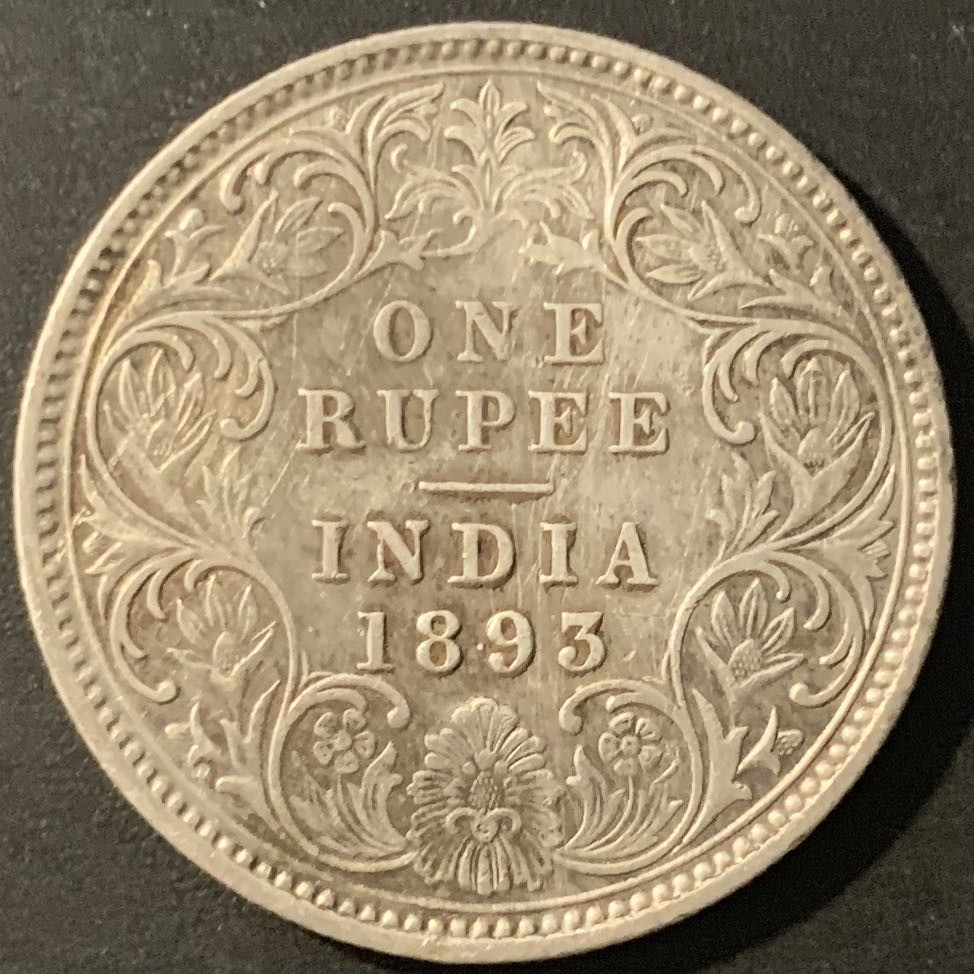 紫瑗钱币—微拍第84期  英属印度 1893年 维多利亚 1卢比 11.67克 0.917银 