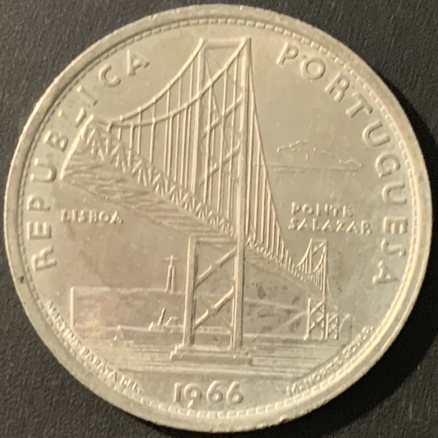 紫瑗钱币—微拍第84期  葡萄牙 1966年  里斯本大桥 20埃斯库多 10克 0.65银