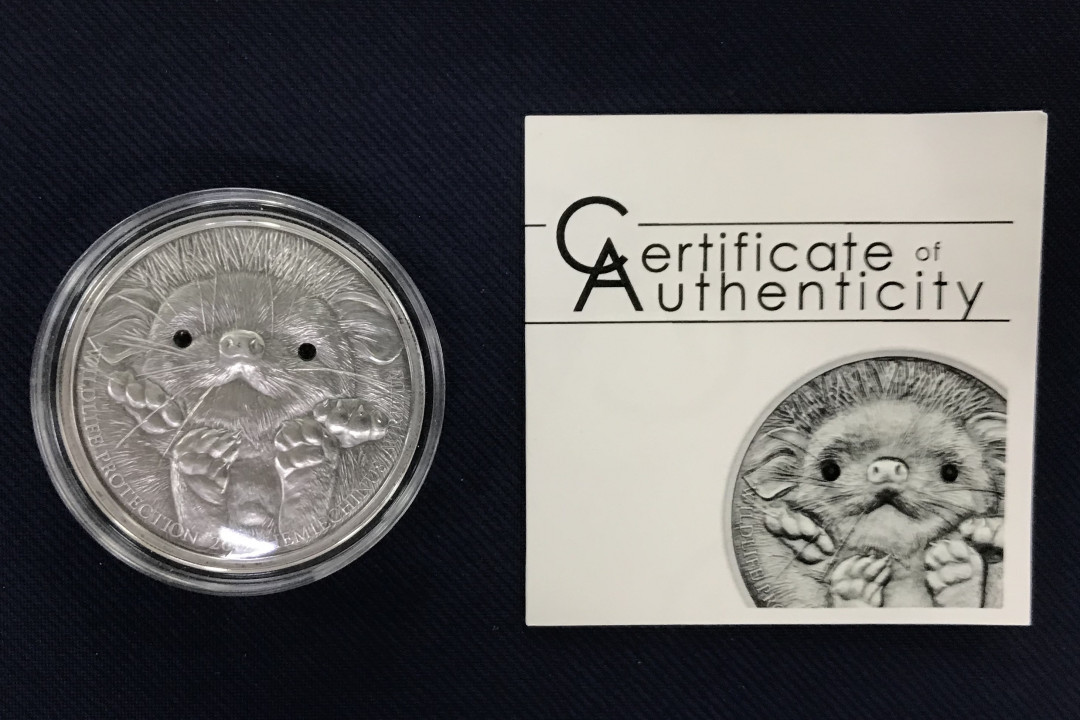 【随心拍&Getcoins】现代钱币拍卖第五十七期 蒙古2012年草原动物系列刺猬仿古镶嵌水晶纪念银币