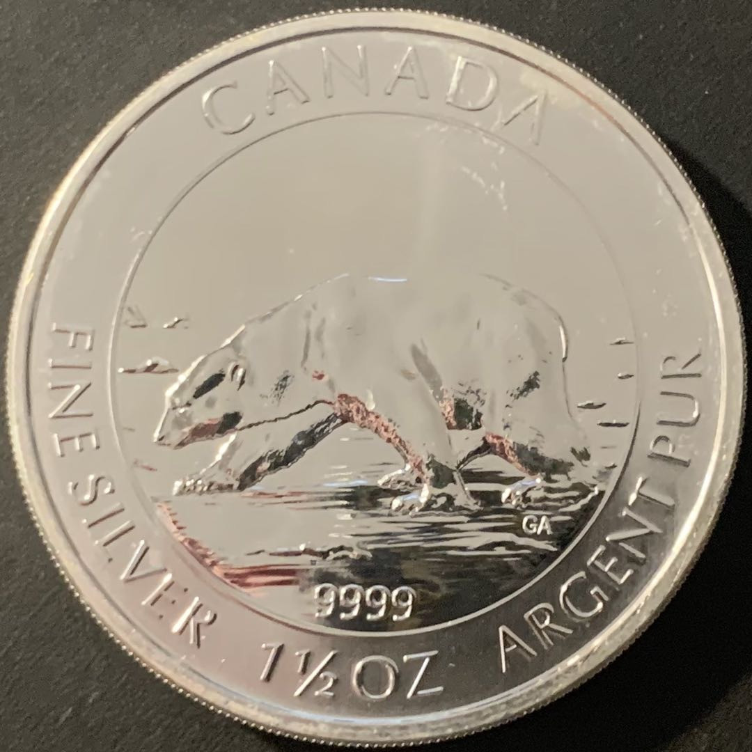 紫瑗钱币—微拍第84期  加拿大 2013年 北极熊  8元 1.5盎司 46.65克 0.9999银 UNC