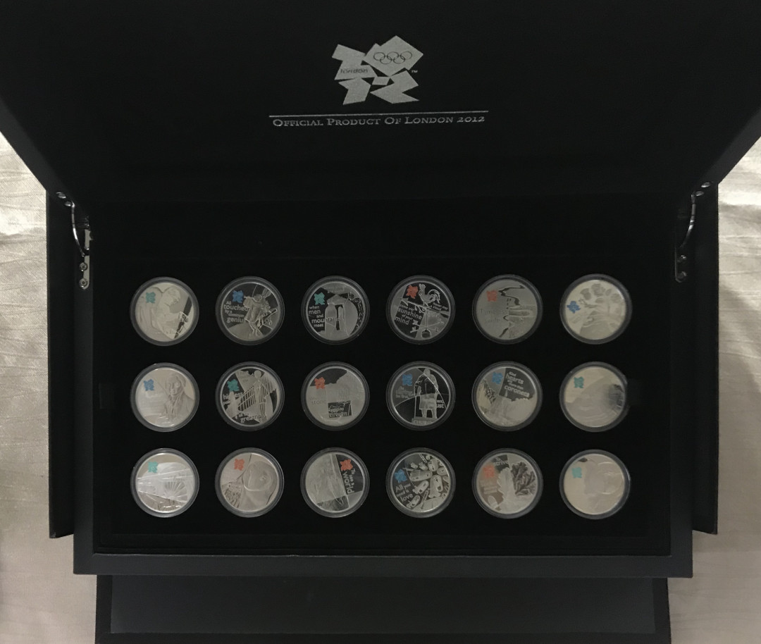 【随心拍&Getcoins】现代钱币拍卖第五十七期 英国2012年伦敦奥运会5磅18枚彩色纪念银币一套
