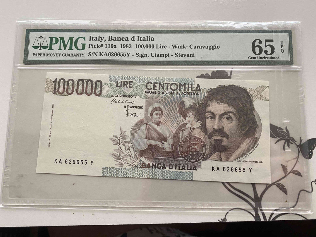 【收藏联盟】第152期拍卖——塞舌尔大海龟（共55拍） 意大利 1983年 10万里拉 PMG65EPQ 