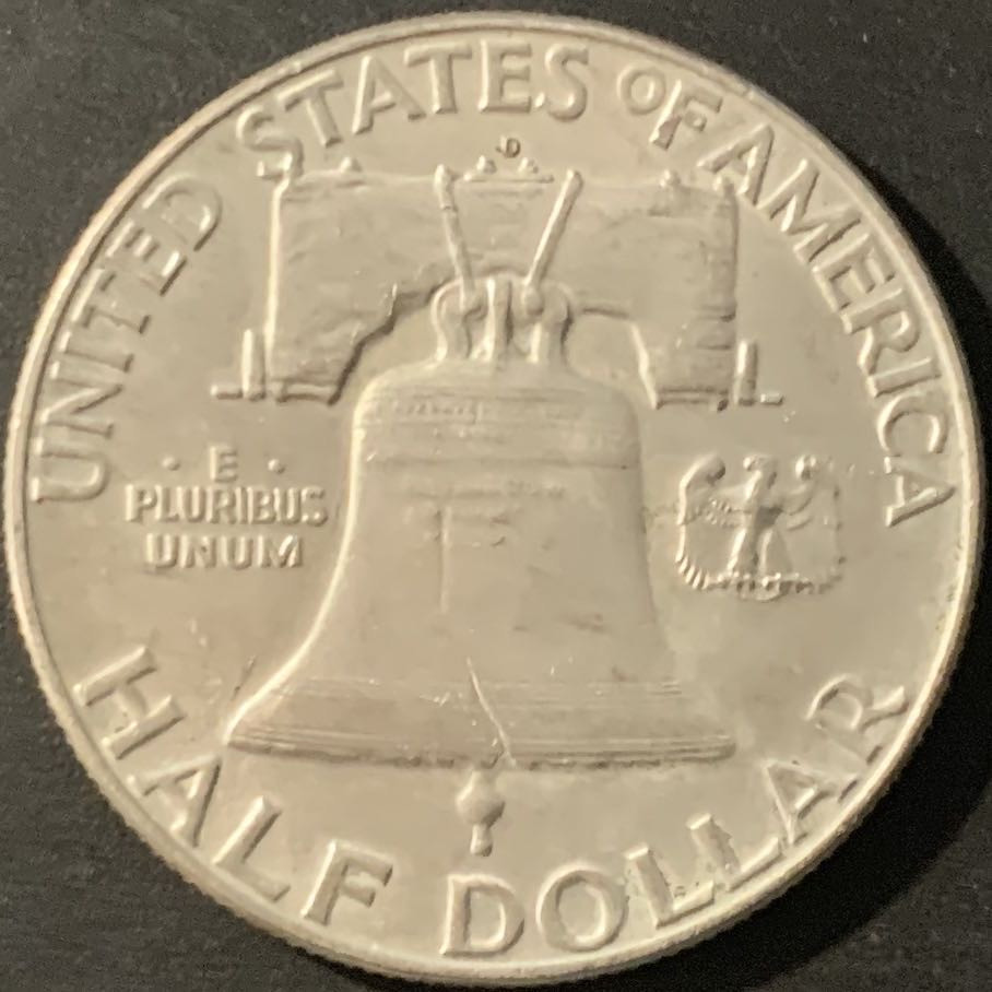 紫瑗钱币—微拍第84期  美国 1963年 富兰克林 50美分 半美元 12.5克 0.9银 UNC