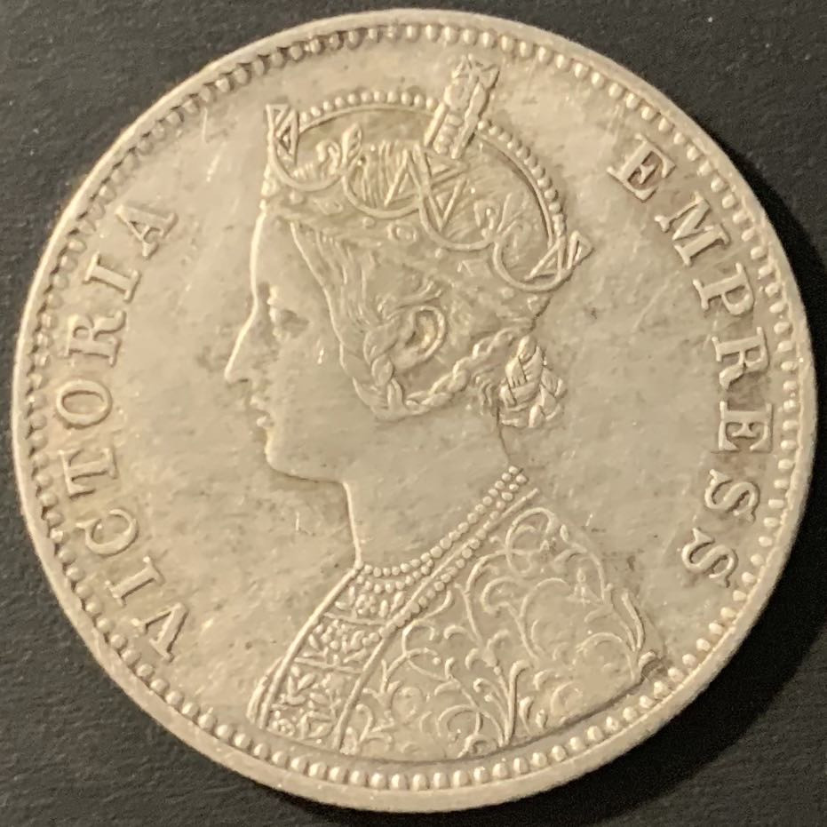 紫瑗钱币—微拍第84期  英属印度 1893年 维多利亚 1卢比 11.67克 0.917银 