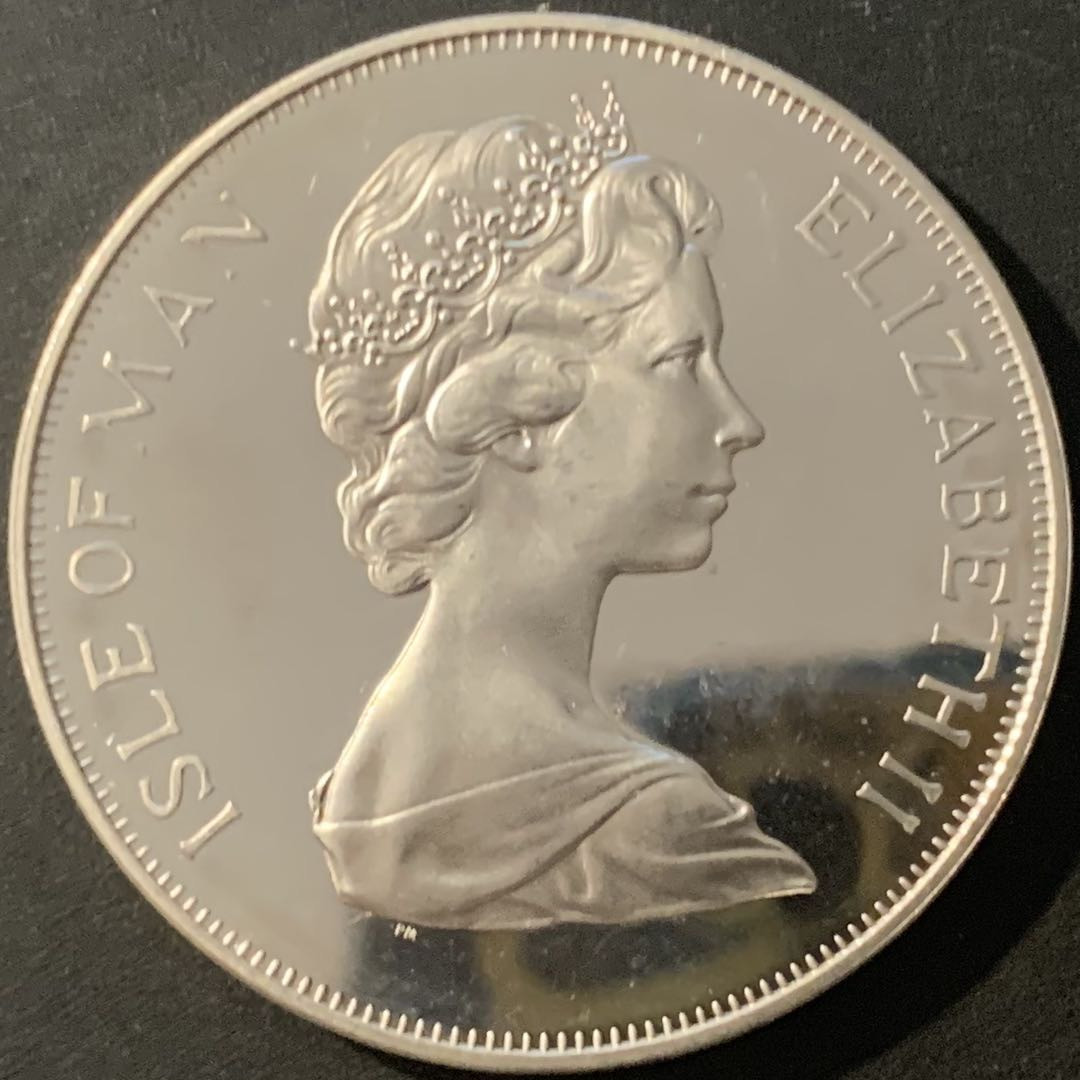 紫瑗钱币—微拍第84期  马恩岛 1977年 女皇登基25周年 1克朗 28.28克 0.925银 精制