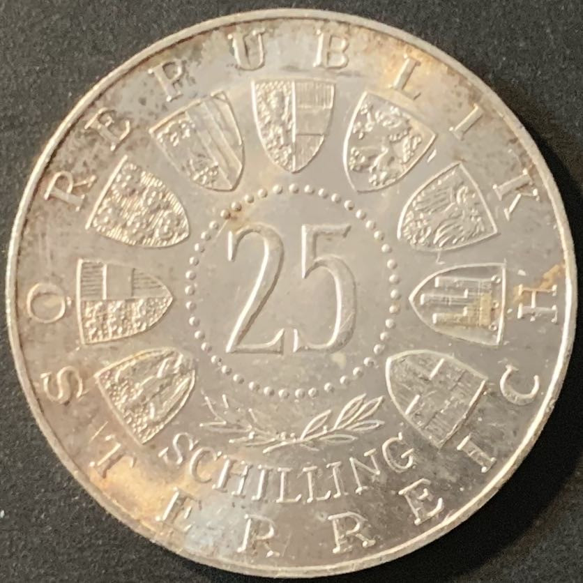 紫瑗钱币—微拍第84期  奥地利 1961年 布尔根兰建州40周年 25先令 13克 0.8银