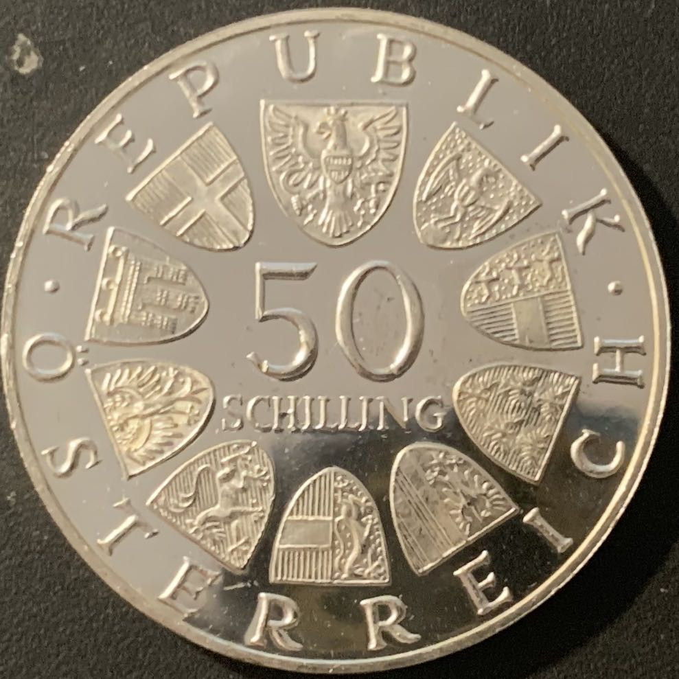紫瑗钱币—微拍第84期  奥地利 1970年  总统 卡尔蕾纳 50先令 20克 0.9银 精制
