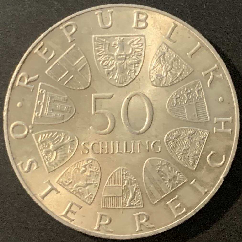 紫瑗钱币—微拍第84期  奥地利 1974年  维也纳国际花卉展 50先令 20克 0.64银 UNC