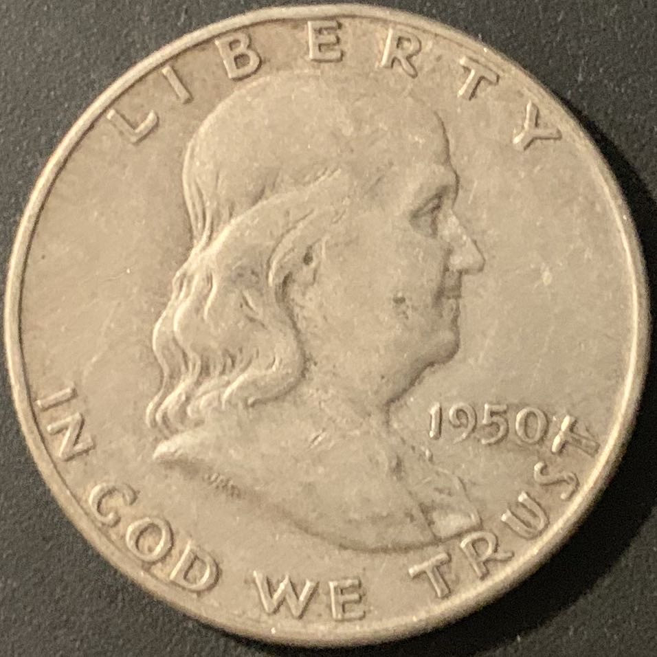 紫瑗钱币—微拍第84期  美国 1950年 富兰克林 50分 半美元 12.5克 0.9银