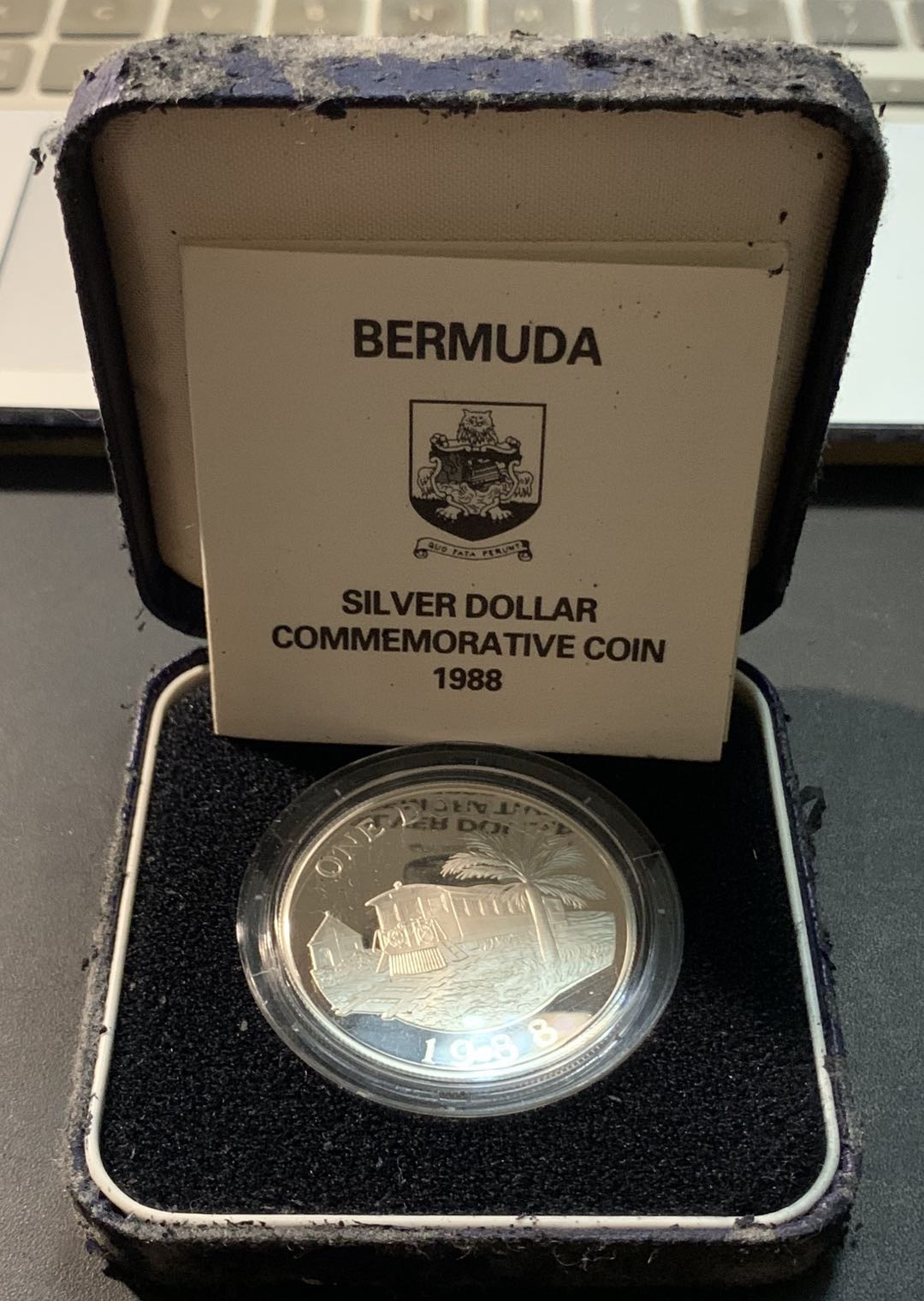 紫瑗钱币—微拍第84期  百慕大 1988年 铁路 1元 28.28克 0.925银 精制 原盒证书