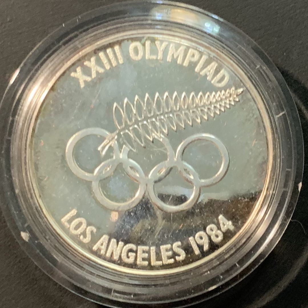 紫瑗钱币—微拍第84期  新西兰 1984年 洛杉矶奥运会 5元 29克 0.925银 精制 原盒证书