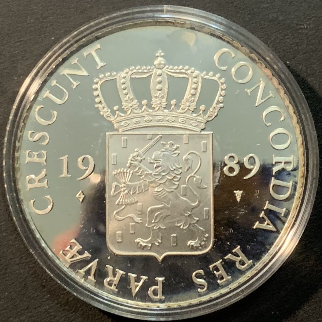 紫瑗钱币—微拍第84期  荷兰 1989年 武士银币 1杜卡特 28.25克 0.873银 精制 原盒证书