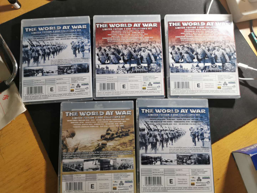 【鲸贝乐淘】千字文·第“荣业所基，籍甚无竟”号拍卖 【世界战争】全套DVD, 5盒，整套