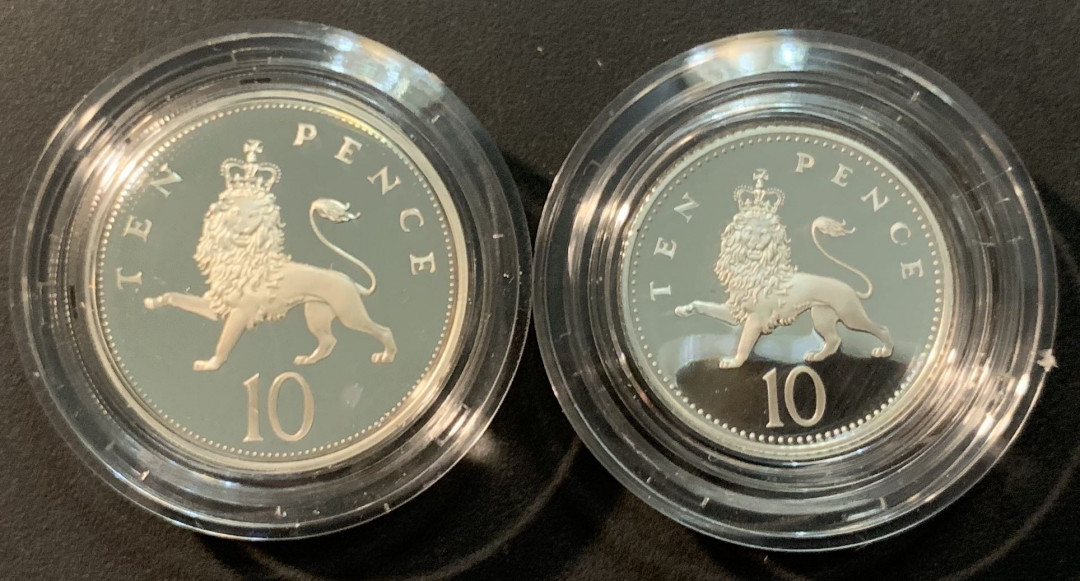 紫瑗钱币—微拍第84期  英国 1992年 10便士 2枚一套 共17.81克 0.925银 精制 原盒证书