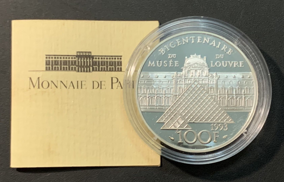 紫瑗钱币—微拍第84期  法国 1993年 米洛的维纳斯 100法郎 22.26克 0.9银 精制 原盒证书