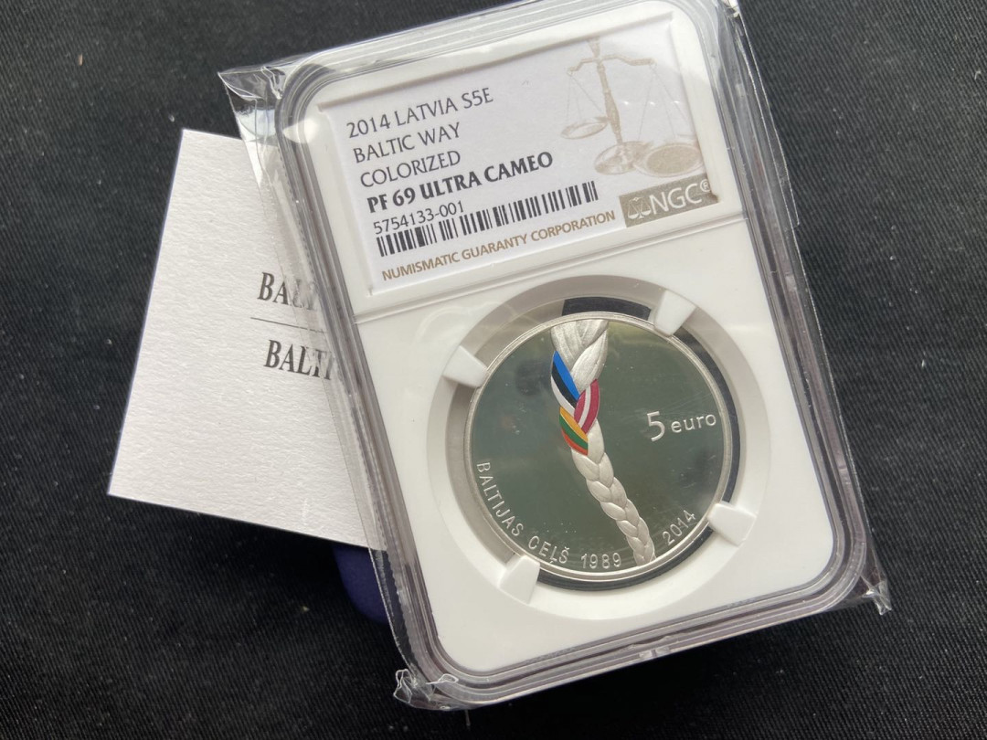 【币观天下】第113期钱币拍卖 【拉脱维亚】波罗的海之路银币【ngc69】